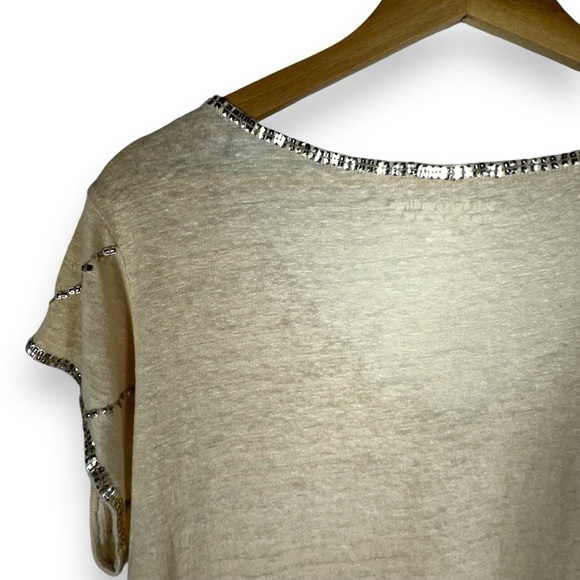 4 for $40 SALE! Soft Surroundings Linen Top w/Sequin Details, Cream, Size XS - Picture 8 of 10